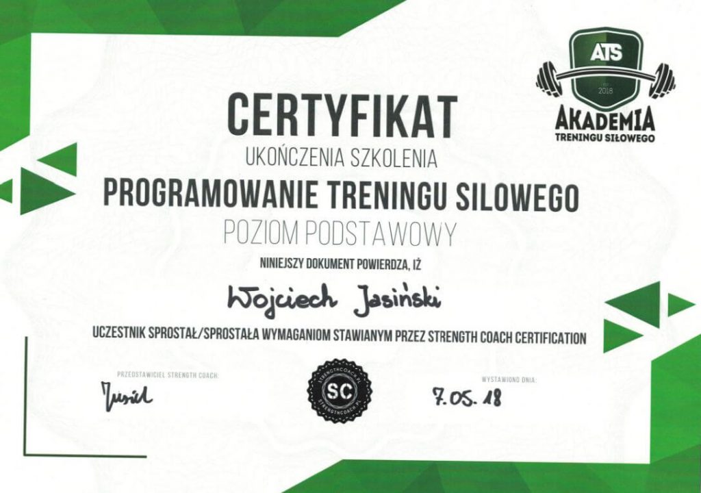 Programowanie Treningu Siłowego - Poziom Podstawowy